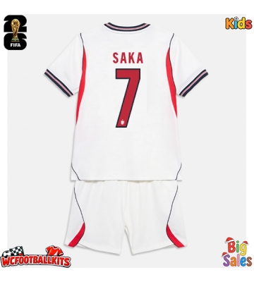 England Bukayo Saka #7 Replica Home Stadium Kit for Kids World Cup 2026 Short Sleeve (+ pants)